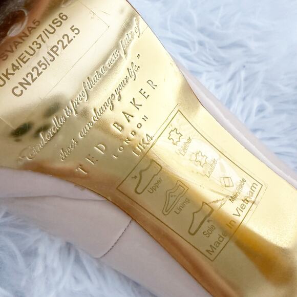 TED BAKER | Nude Pink Gold Platform Peep Toe Heels Pumps SVANA5 | Size 6 - Picture 7 of 10